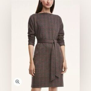 Brooks Brothers Brown Red Plaid Boatneck Dress Dark Academia Preppy Holiday sz 4